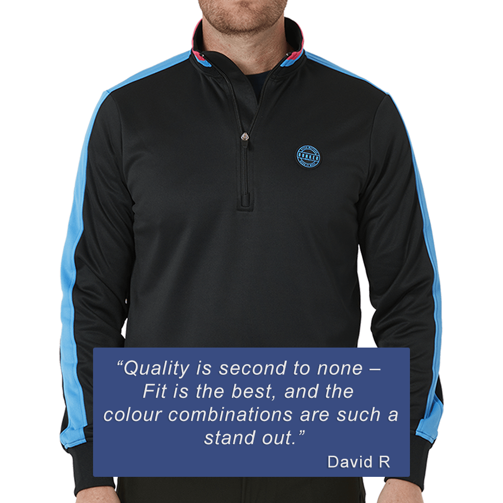 Tri Colour Quarter Zip with Stripe Black