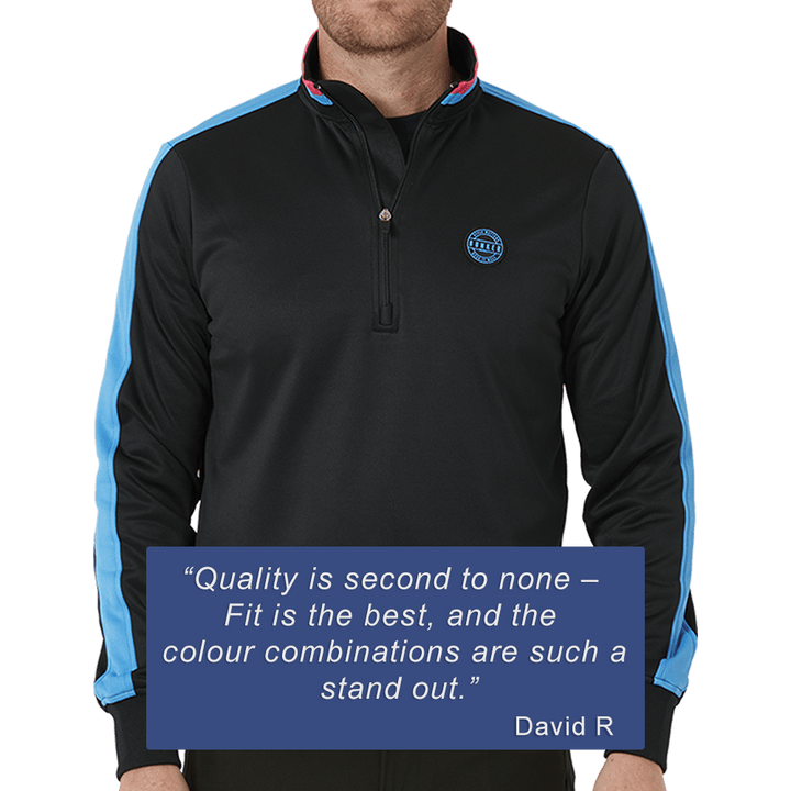 Tri Colour Quarter Zip with Stripe Black
