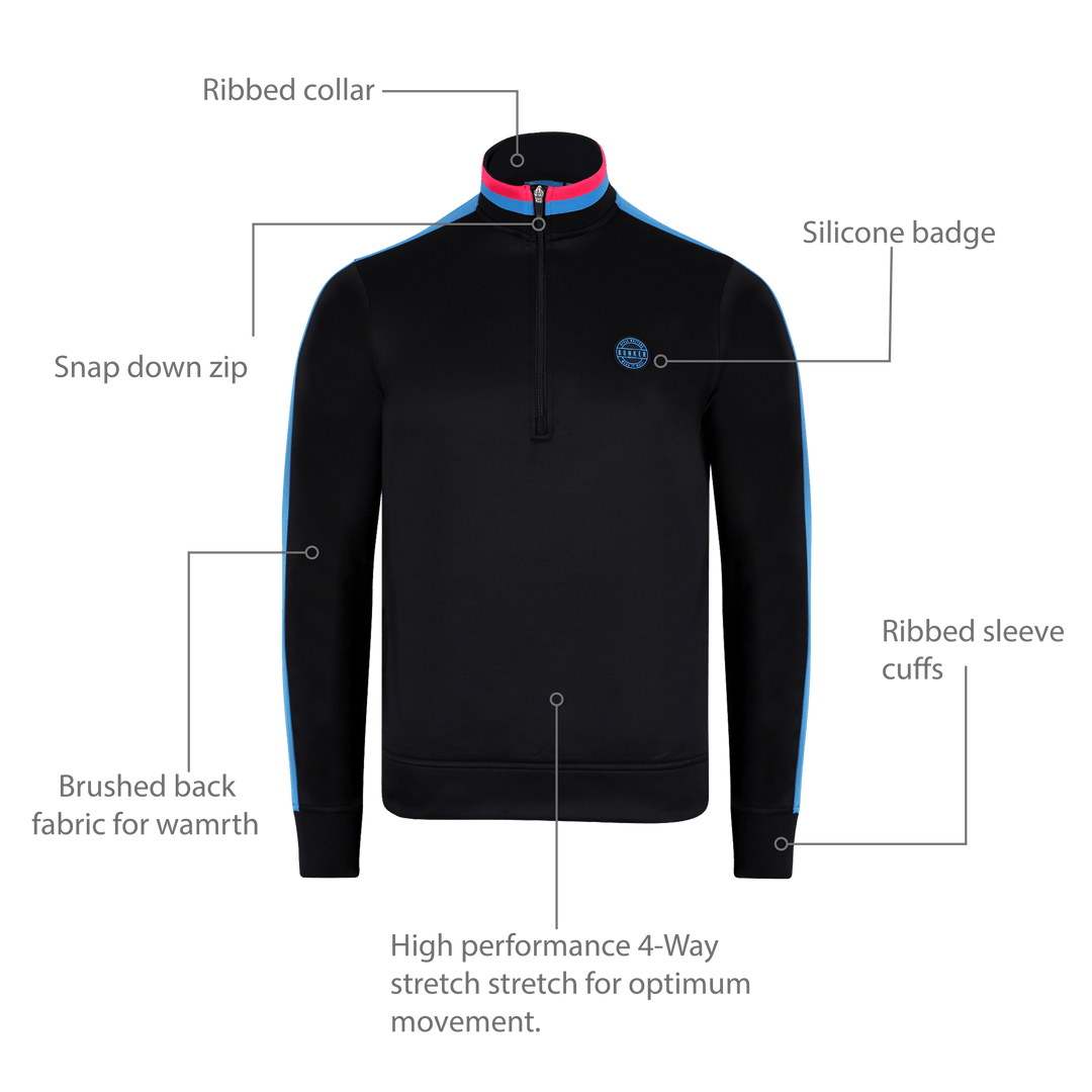Tri Colour Quarter Zip with Stripe Black