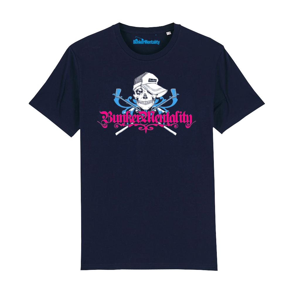 Bunker Skull Logo T Shirt Navy