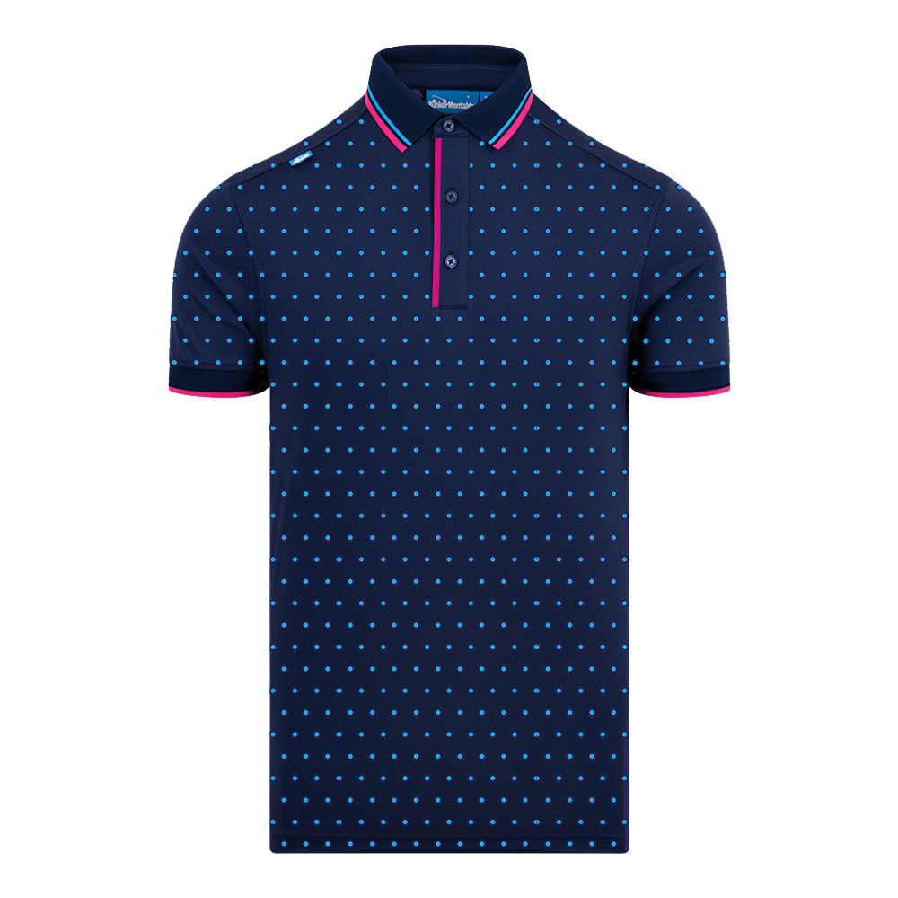 Bunker Mentality Polka Navy Pink Golf Polo Shirt Golf Polo Shirts & Tops