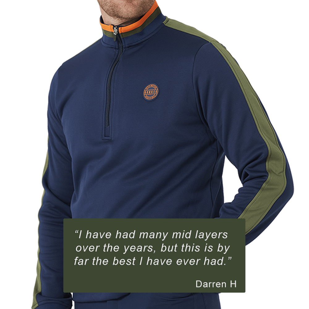 Tri Colour Quarter Zip with Stripe Navy