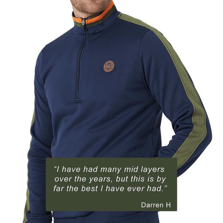 Tri Colour Quarter Zip with Stripe Navy