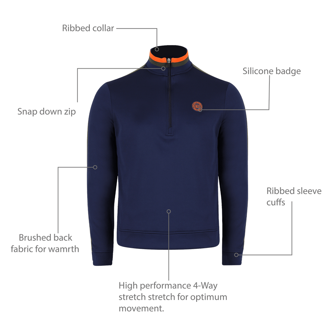 Tri Colour Quarter Zip with Stripe Navy