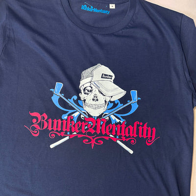 Bunker Skull Logo T Shirt Navy