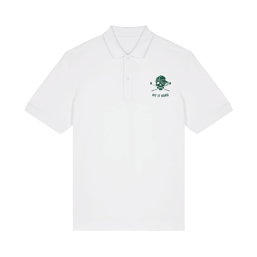 White Studded Thunder Skull Polo Shirt