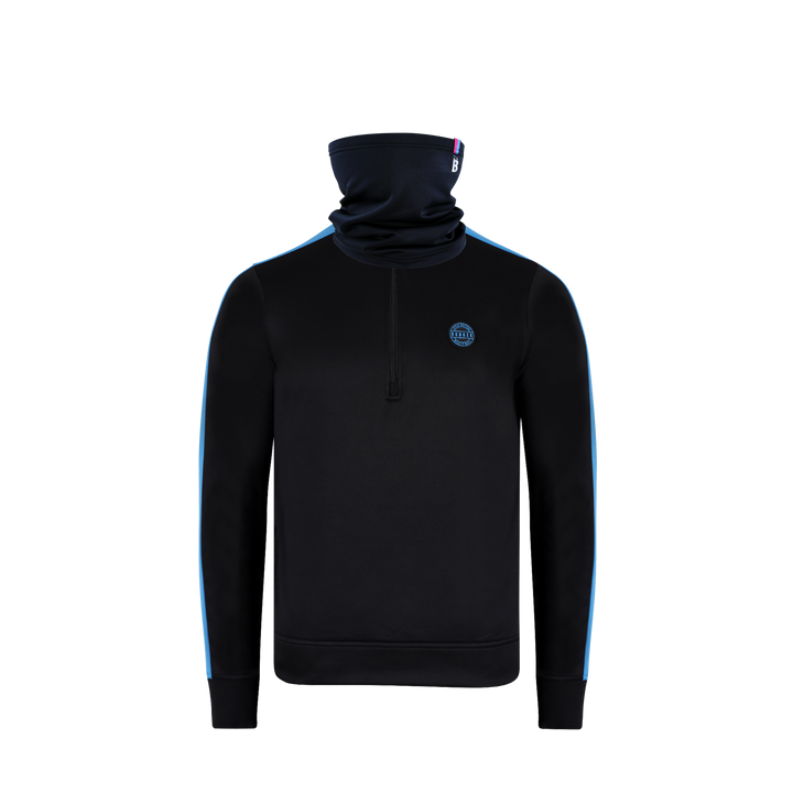 Tri Colour Quarter Zip with Stripe Black