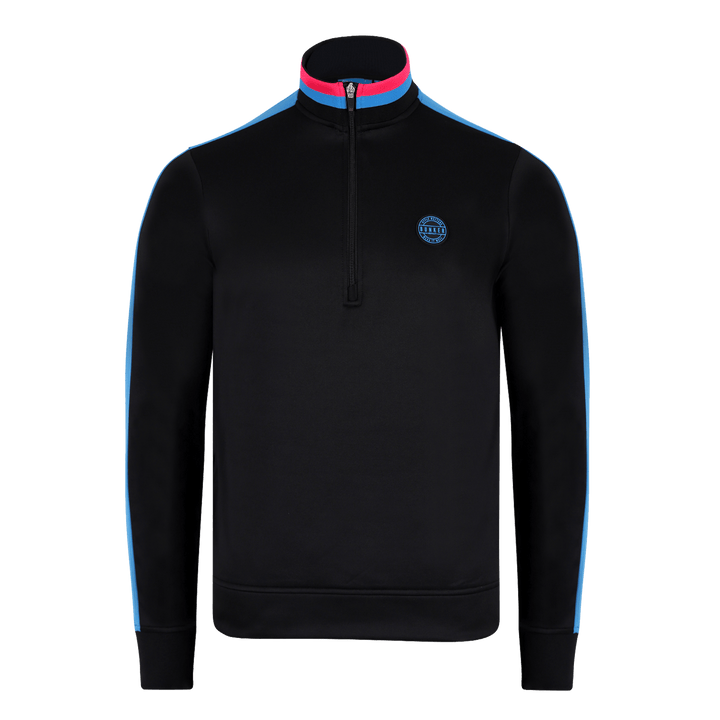 Tri Colour Quarter Zip with Stripe Black