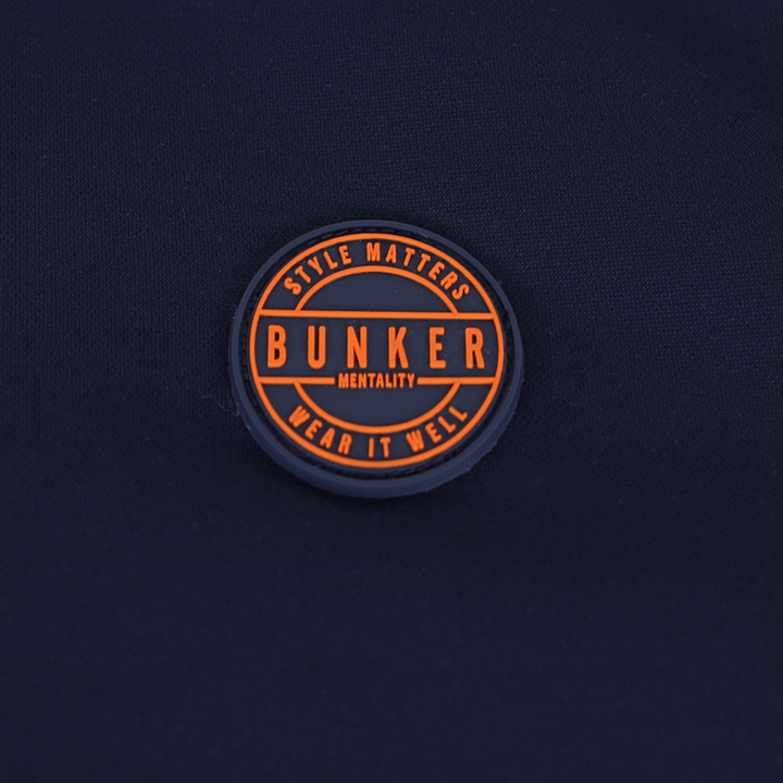 Tri Colour Quarter Zip with Stripe Navy