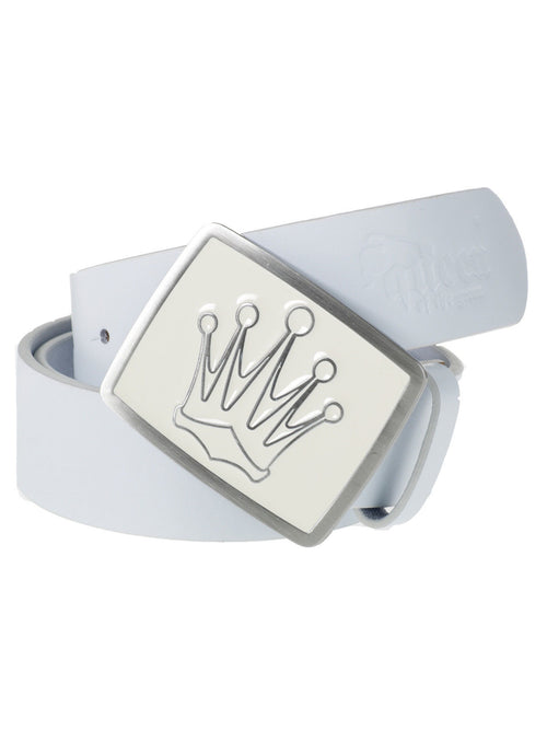 Queen of the Green White Leather Belt with Large Buckle