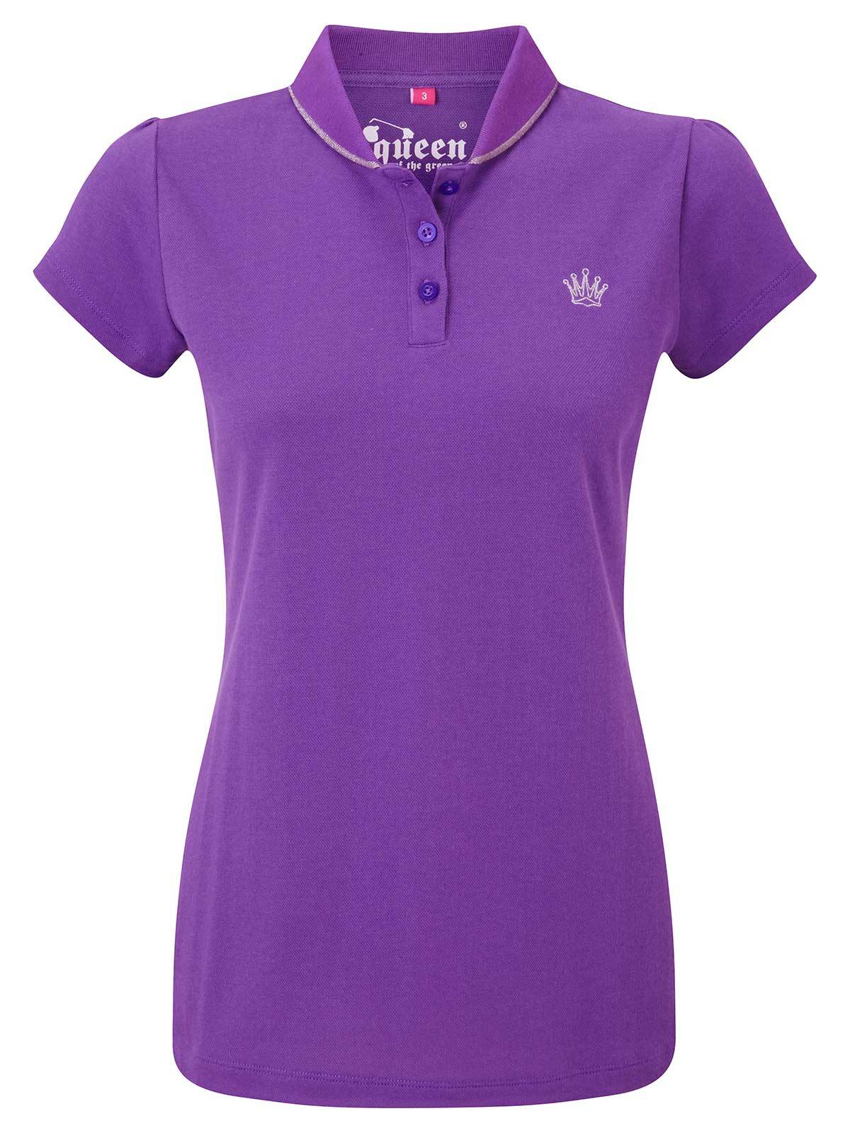 Queen of the Green Crown Womens Purple Golf Polo Shirt Golf Shirts