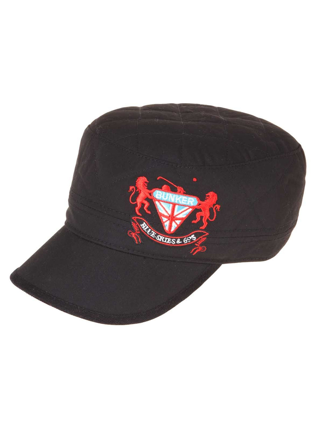 Bunker Crested Quilted Army Cap (Sample) - Black