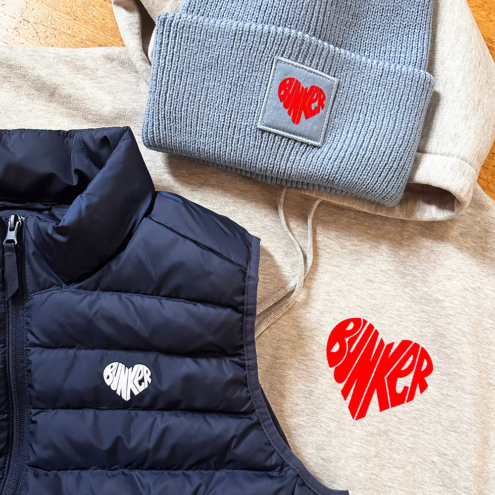 Bunker Woman Heart Beanie Hat Blue