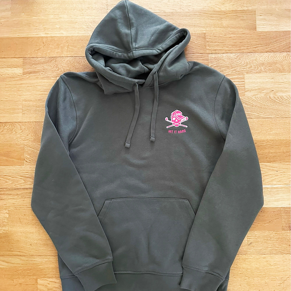 Skull Embroidered Hoodie Organic Cotton Khaki - Medium - (Sample)