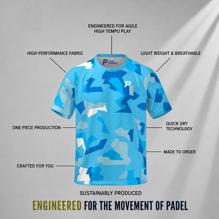 Padel Camo Tech Tee – Ice Blue