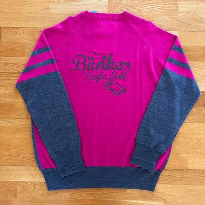 Merino Wool Crew Neck Jumper with Embroidered back- Pink- M (sample)