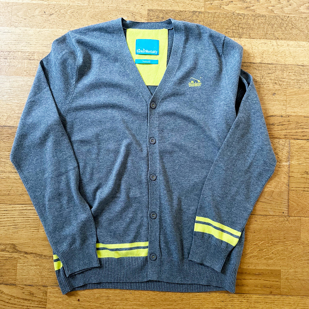 Bunker Logo Cotton Cardigan  - Grey/Yellow - Medium and Small (Sample)