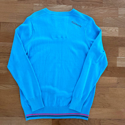 Cotton V Neck Jumper - Blue - S (sample)