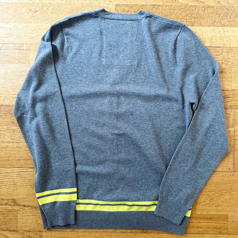 Bunker Logo Cotton Cardigan  - Grey/Yellow - Medium and Small (Sample)