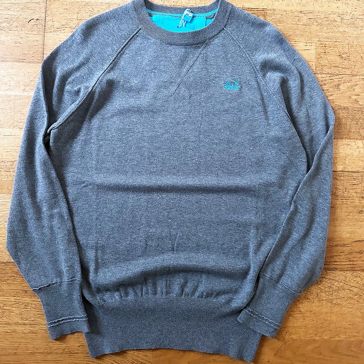 Cotton Crew Jumper with Stripe on Back - Grey - XS  & S (Sample)