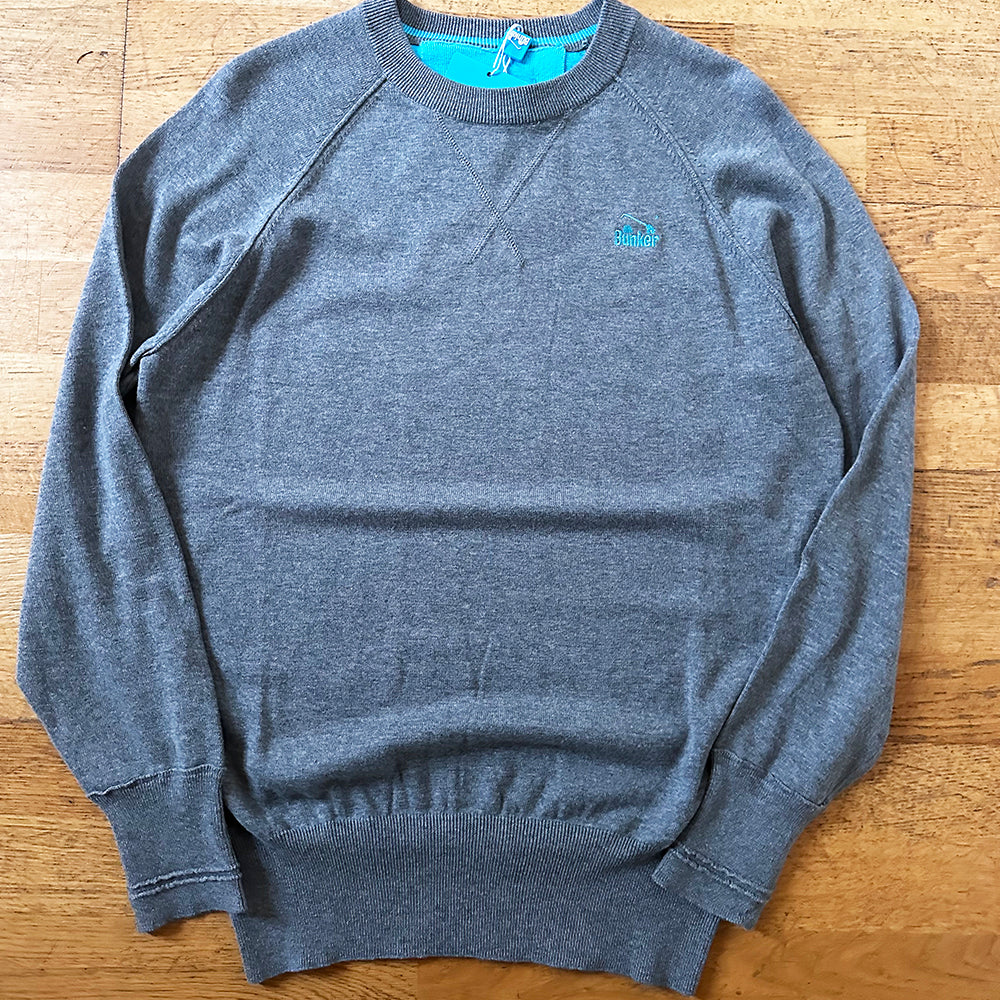 Cotton Crew Jumper with Stripe on Back - Grey - XS  & S (Sample)