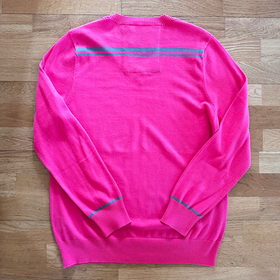 Cotton V Neck Logo Jumper - PInk - S (Sample)