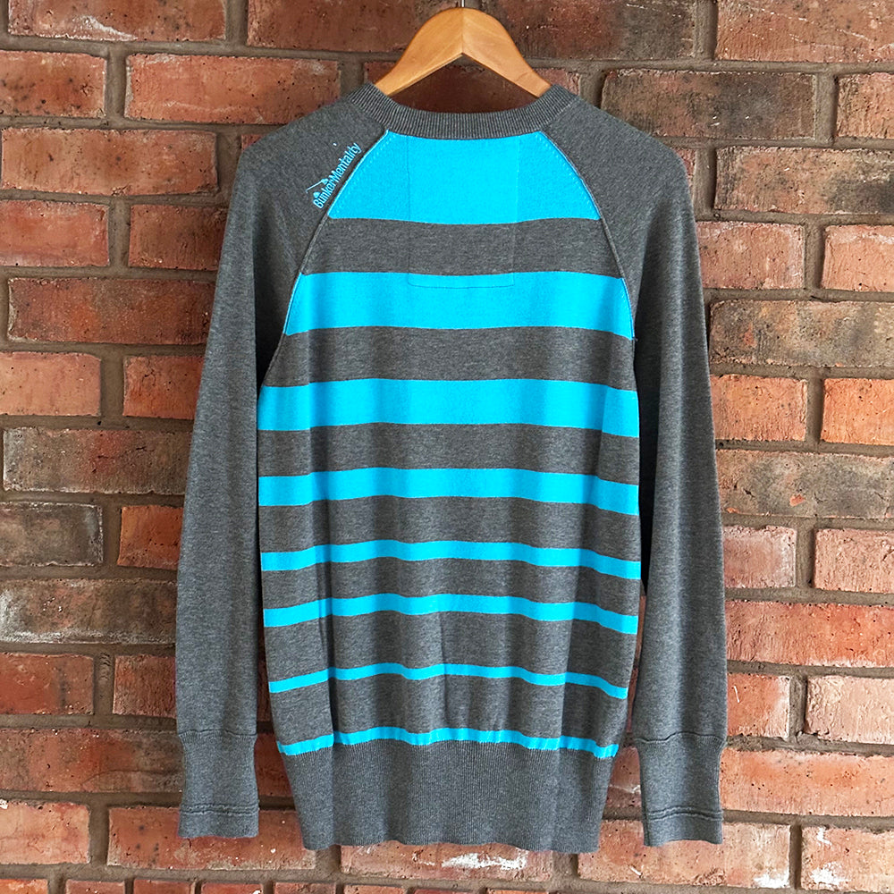 Cotton Crew Jumper with Stripe on Back - Grey - XS  & S (Sample)