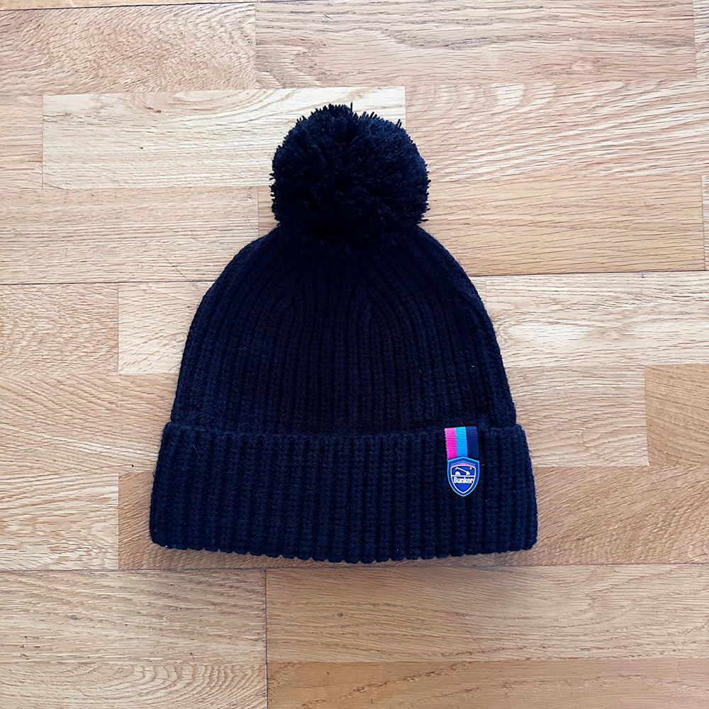 Knitted Rib Bobble -Navy -  one size - (Sample)