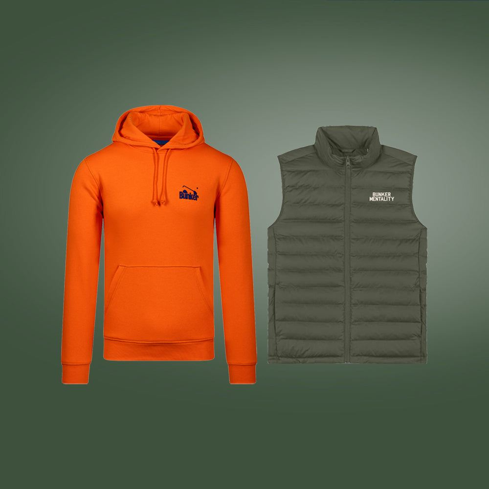 Tech Gilet Logo Hoodie Bundle, Khaki / Orange