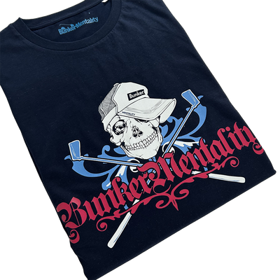 Bunker Skull Logo T Shirt Navy