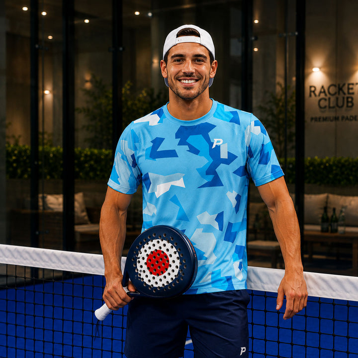 Padel Camo Tech Tee – Ice Blue