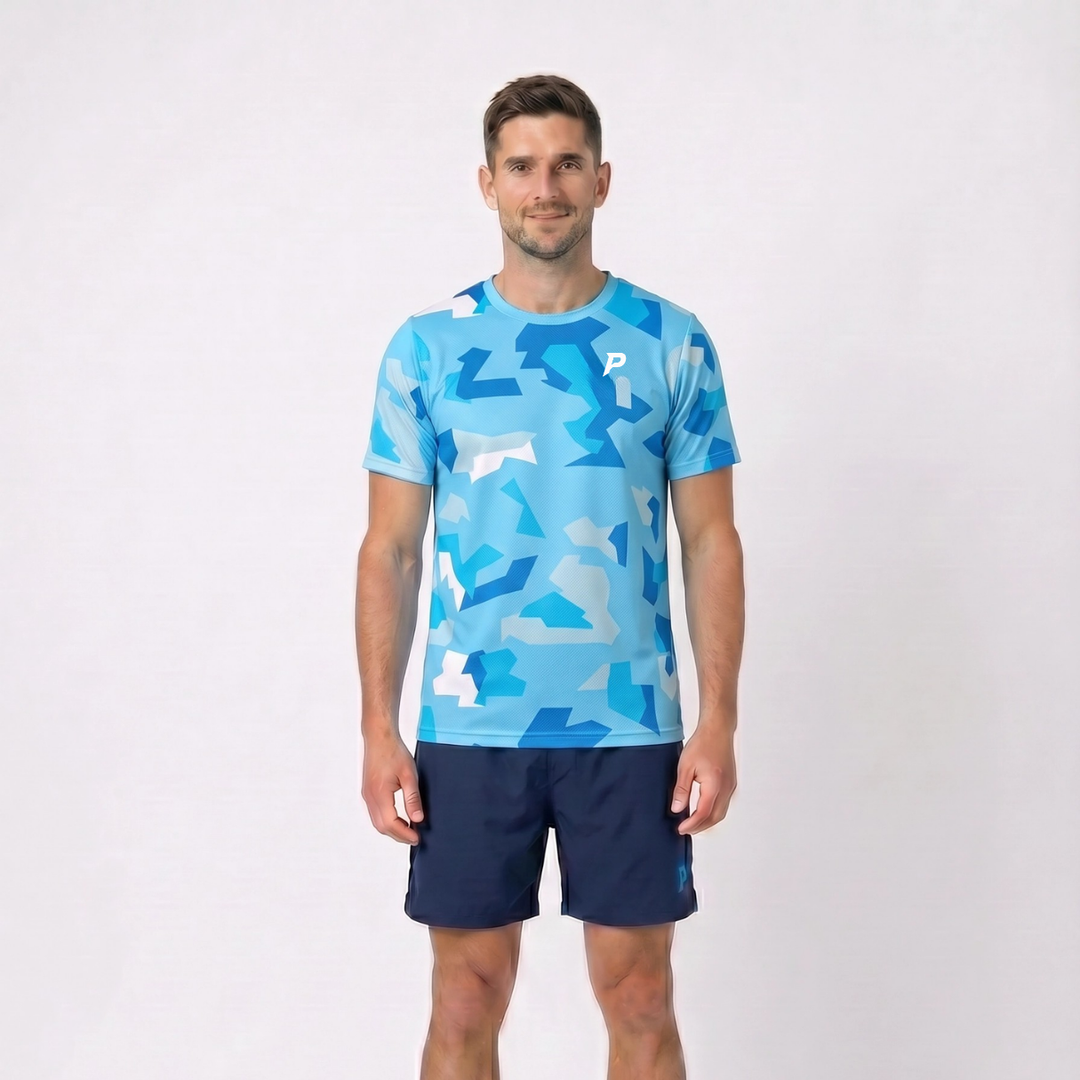 Padel Camo Tech Tee – Ice Blue