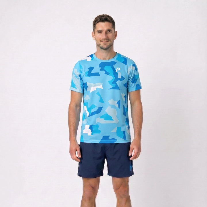 Padel Camo Tech Tee – Ice Blue