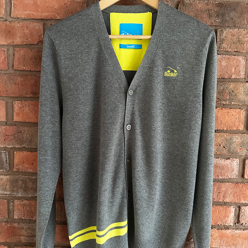 Bunker Logo Cotton Cardigan  - Grey/Yellow - Small (Sample)