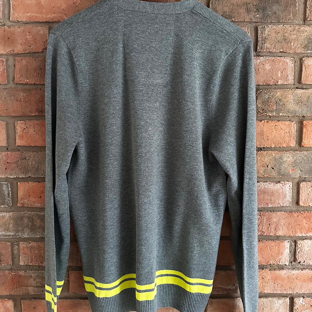 Bunker Logo Cotton Cardigan  - Grey/Yellow - Medium and Small (Sample)