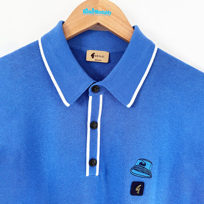Bunker Mentality X Gabicci Knitted Polo - Thames Blue