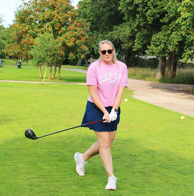 Bunker Woman Varsity Golf Girl T Shirt Pink