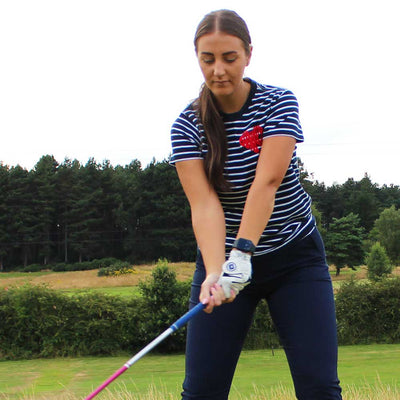 Bunker Woman Flock Heart Stripe Tee - Navy and White