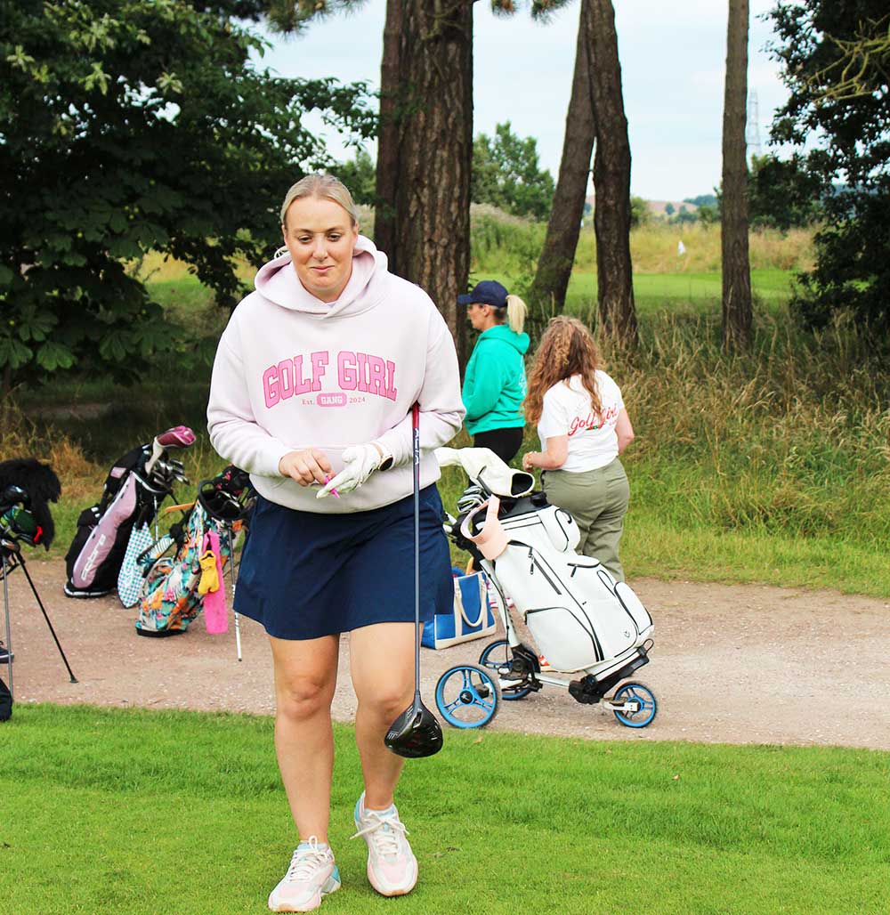 Bunker Woman Varsity Golf Girl Hoodie Pale Pink