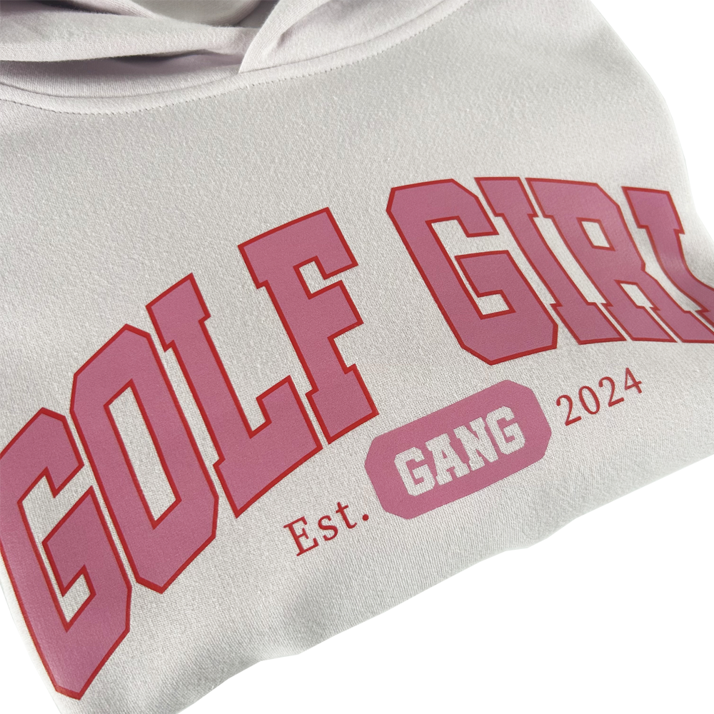 Bunker Woman Varsity Golf Girl Hoodie Pale Pink