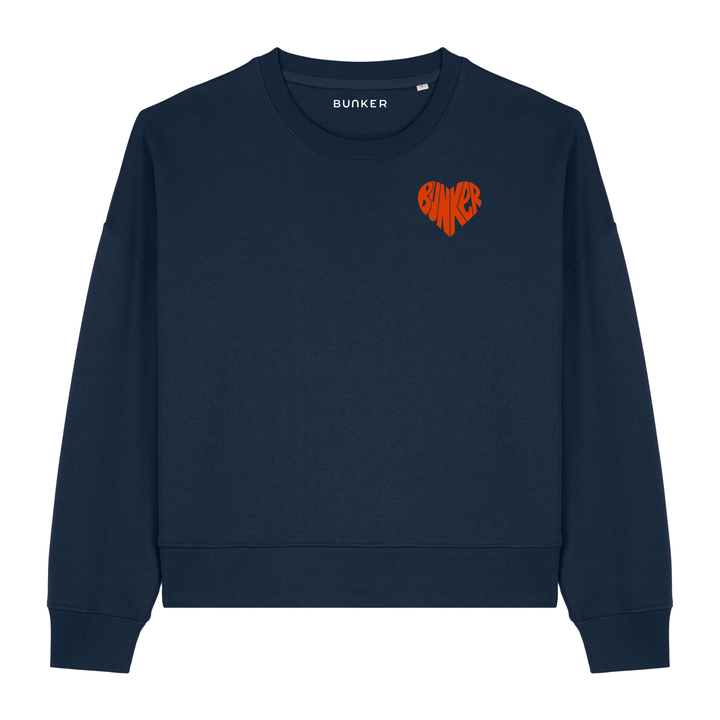 Heart Boxy Sweatshirt Navy  - On the Shelf