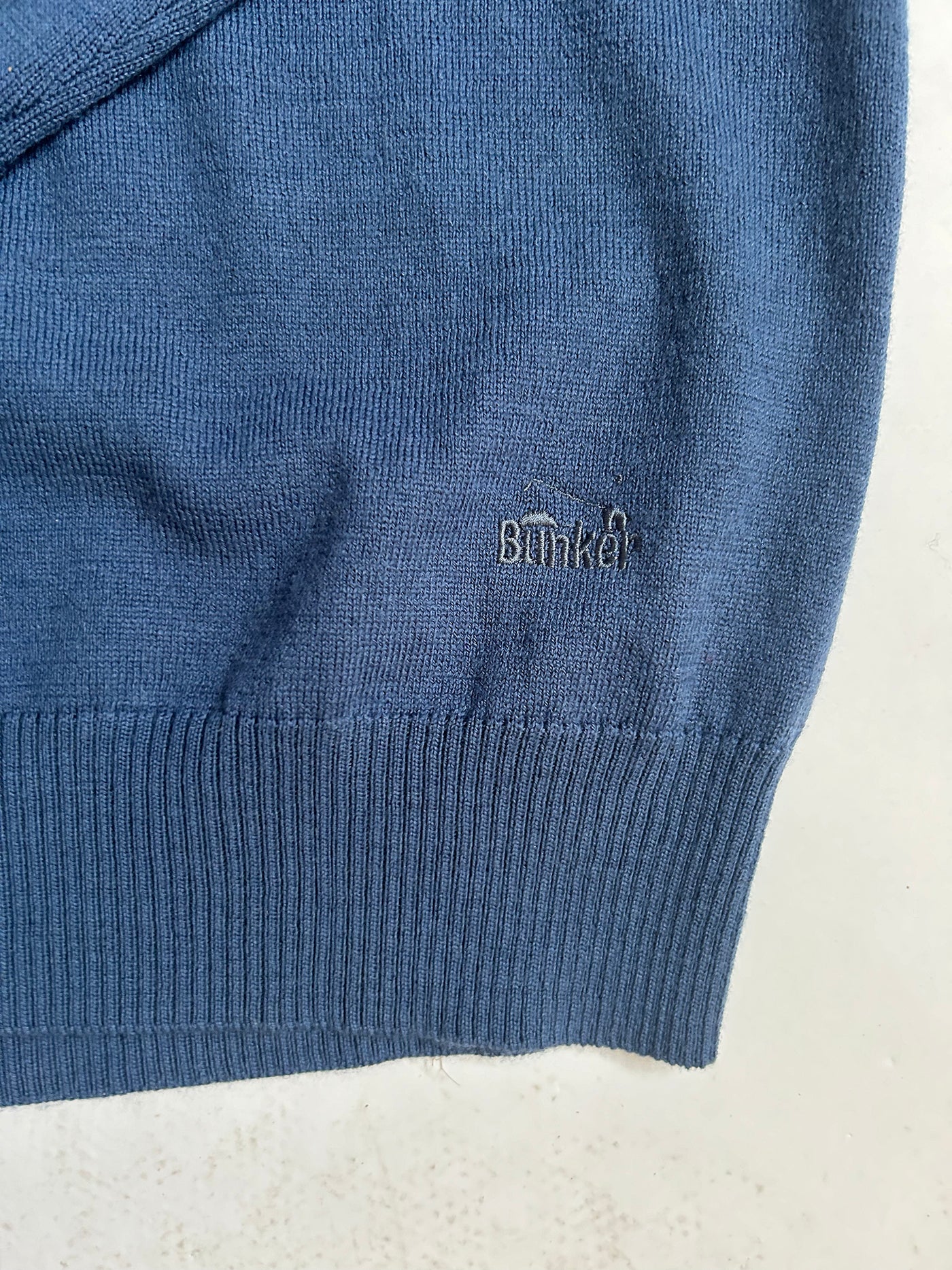 Merino Wool V Neck Jumper  - Blue - Multiple Sizes (Sample)