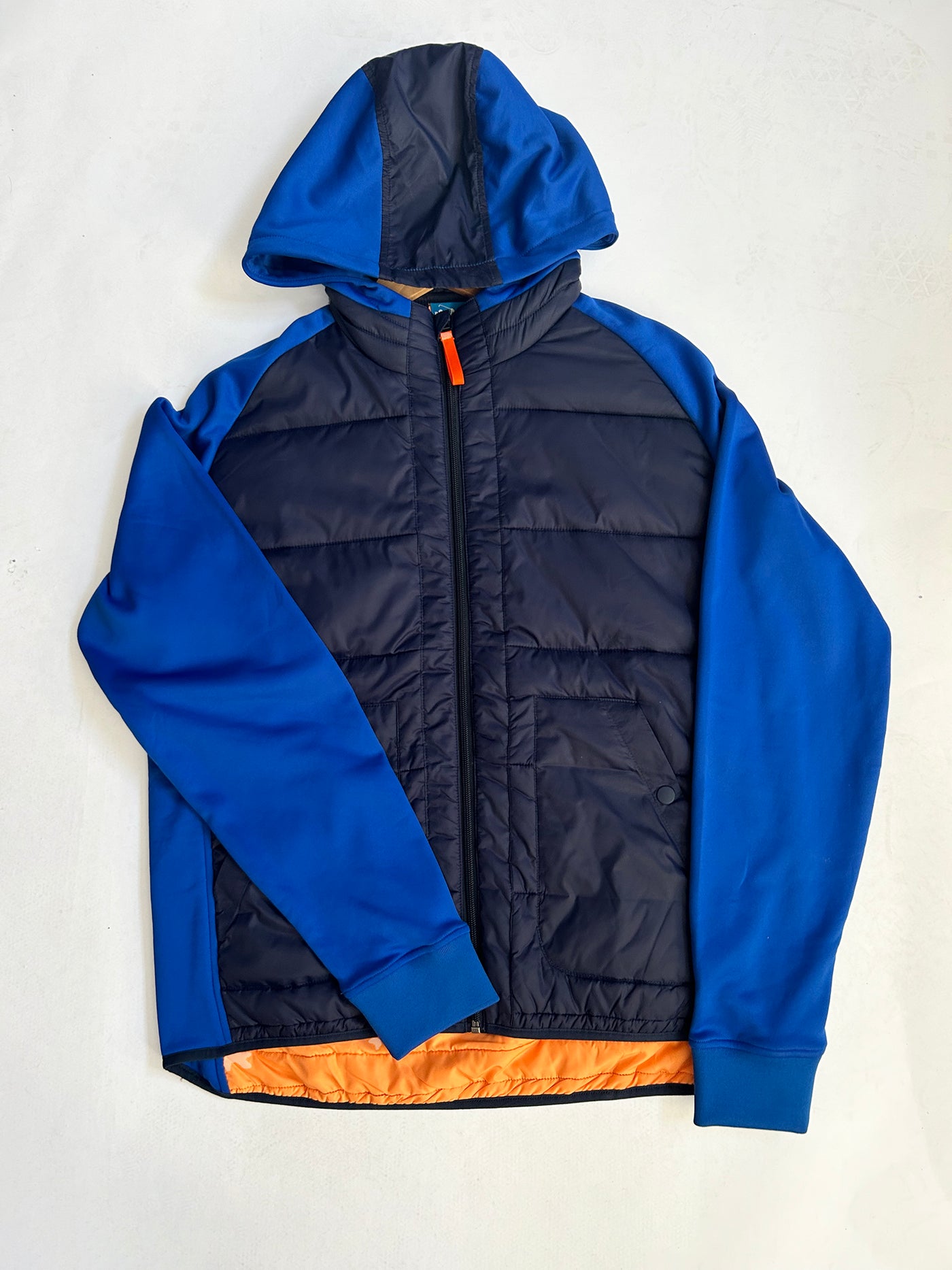 Hooded Quilted Full Zip Jacket with orange lining- Blue - Medium (sample)