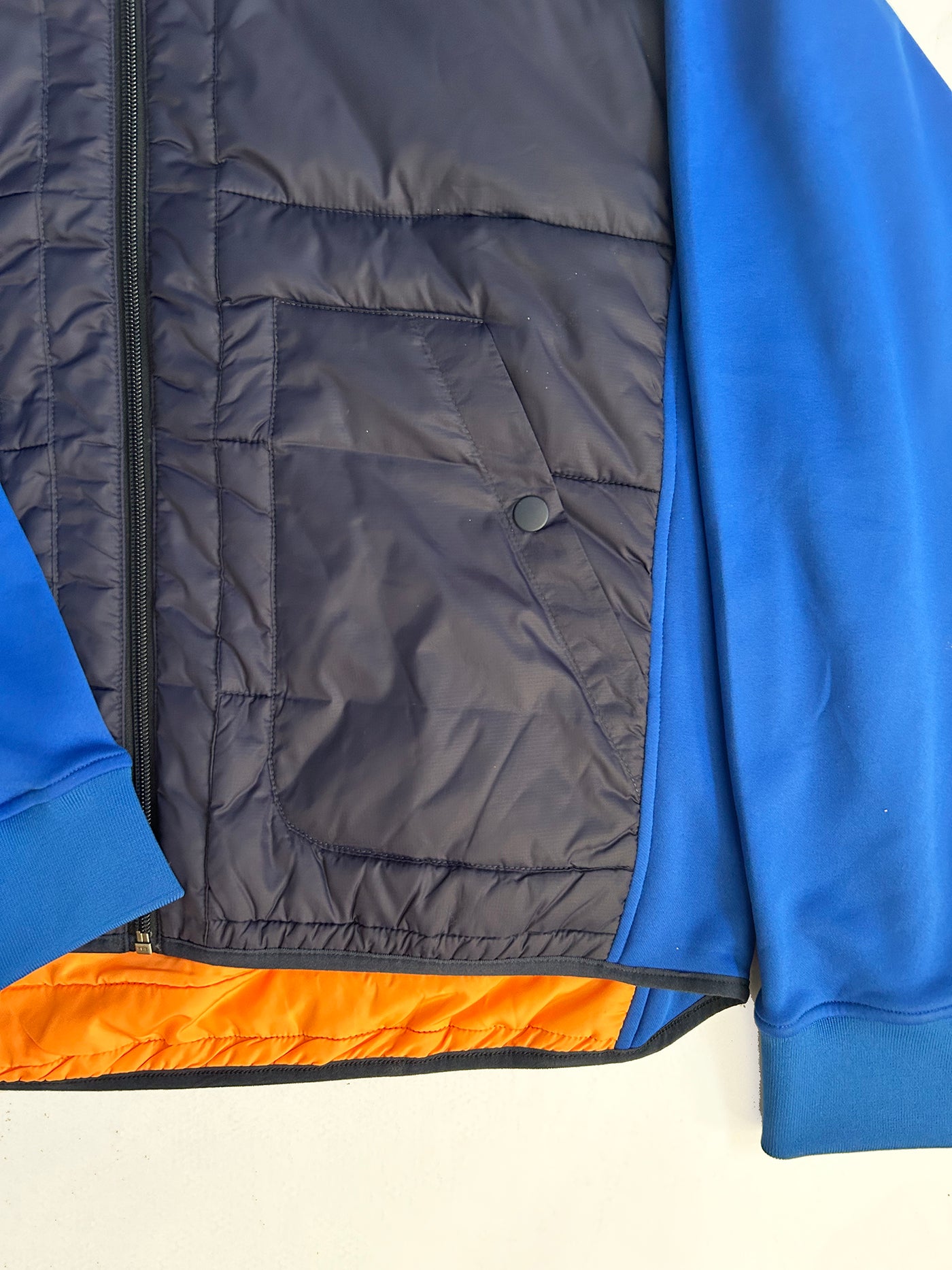 Hooded Quilted Full Zip Jacket with orange lining- Blue - Medium (sample)