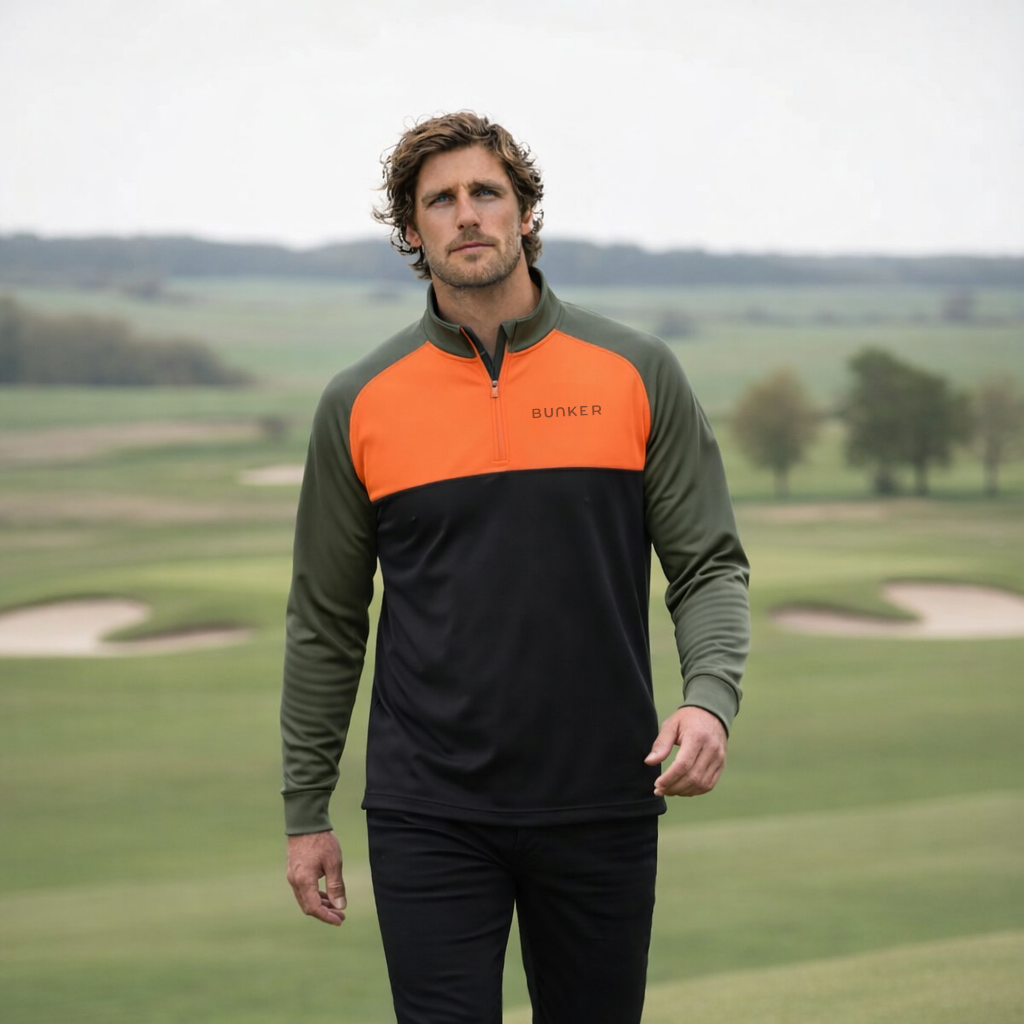 Rocco Mid Layer – Khaki & Orange
