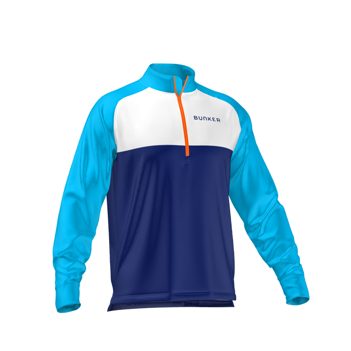 Bunker Blue Rocco Mid Layer – Navy, Bunker Blue & White | Custom Fit Golf Mid Layer ...