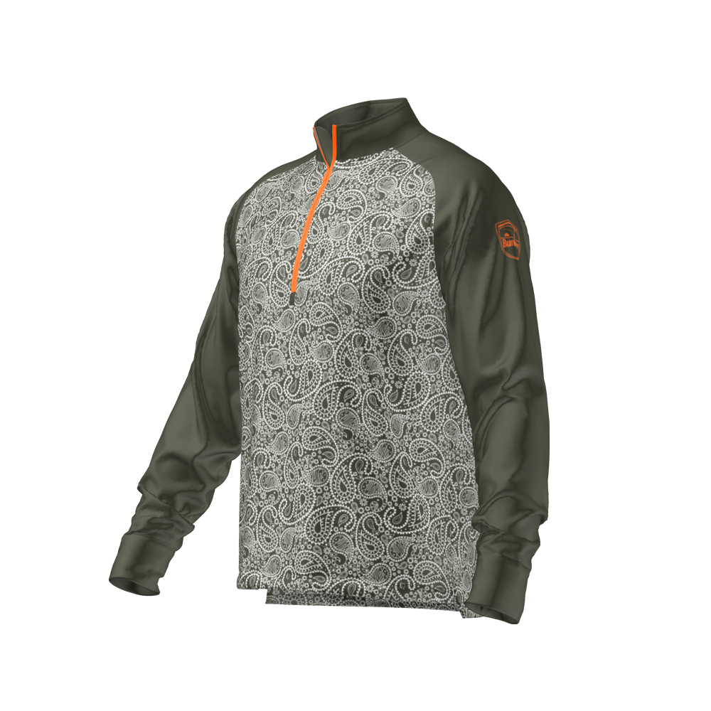 Mid Layer Zipper Paisley Khaki MFY