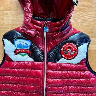 Puffer Gilet with removable Hood - Red - M & XS (Sample)