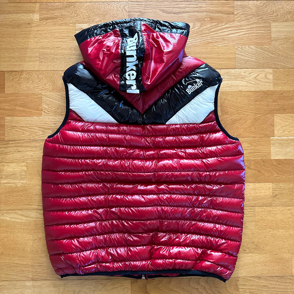 Puffer Gilet with removable Hood - Red - M & XS (Sample)