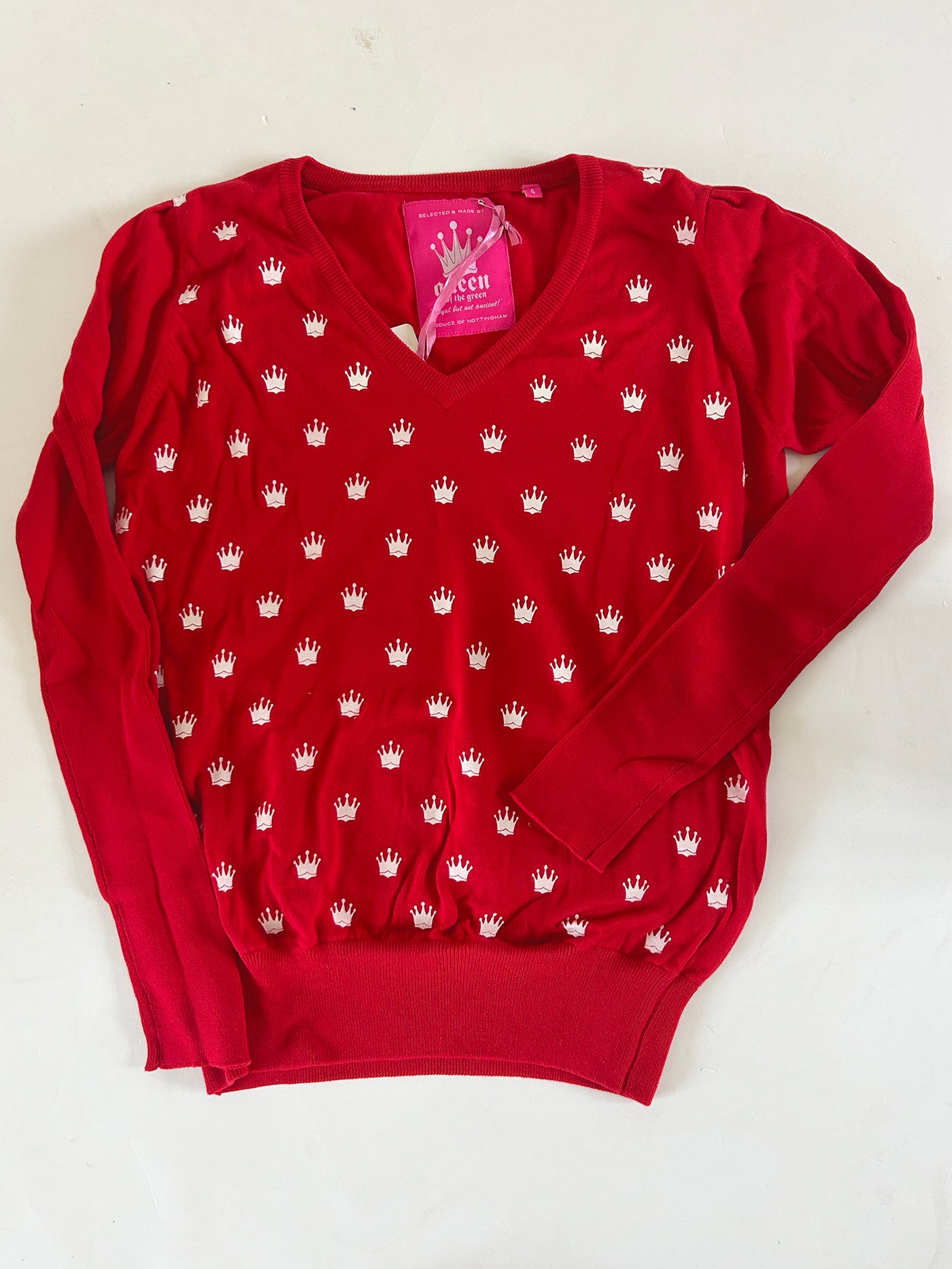 Crown V Neck Womens Sweater - Red (sample)